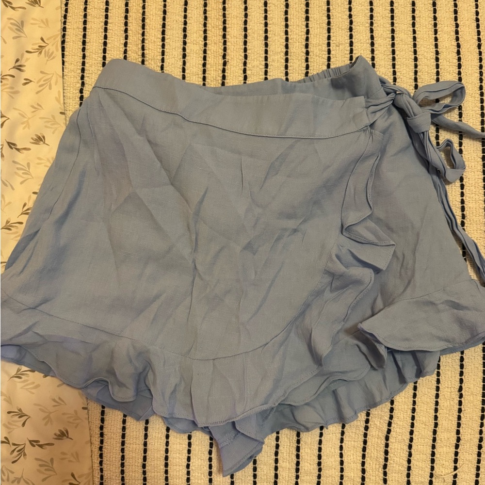 American Threads Sky Blue Elastic Waist Shorts